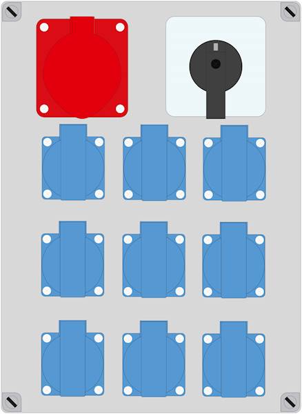 ELO 16/4 + 9x230V + wyłącznik L-0-P IP44