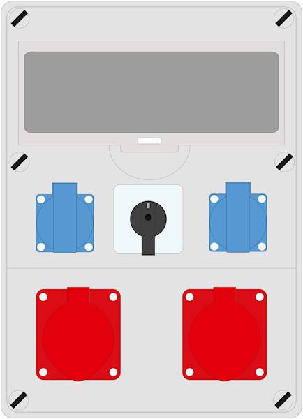 PRYMA 12M 2x16/4 + 2x230V + wyłącznik 0-1 IP44