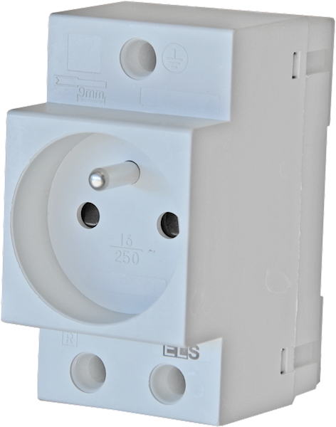 Gniazdo modułowe na szynę TH35 16A 230V z bolcem