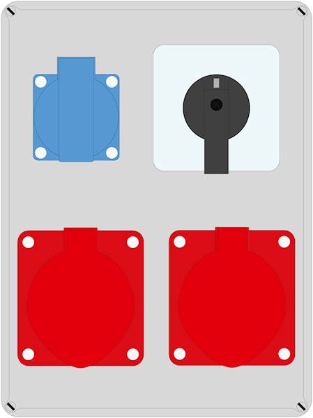 ELO 32/5 + 16/5 + 1x230V + wyłącznik L-0-P IP44
