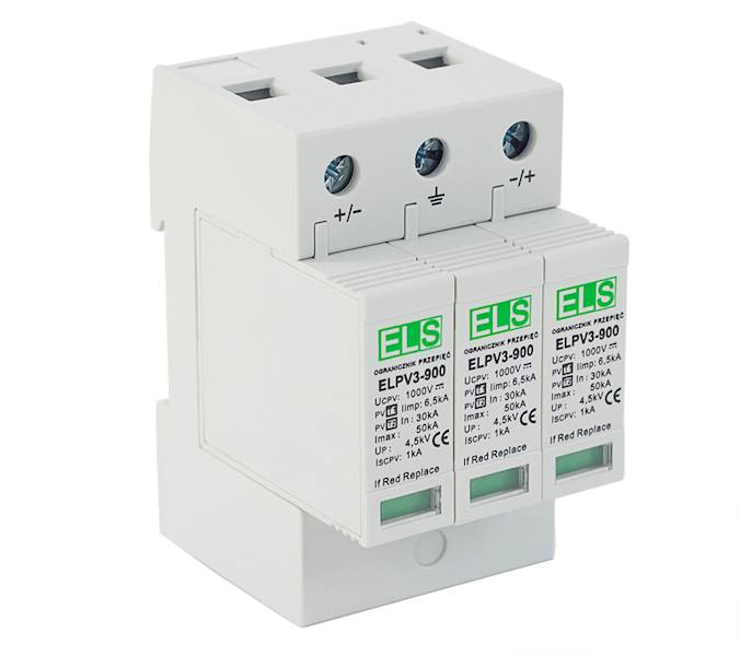 DC typ 1+2 (B+C) 3P 30/50kA 6,5kA 900V ochronnik ogranicznik przeciwprzepięciowy