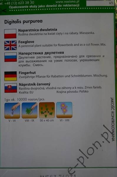 Naparstnica dwuletnia mieszana 1g /Pol/