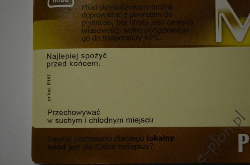 Etykieta samoprzylepna duża prosto z ula E157