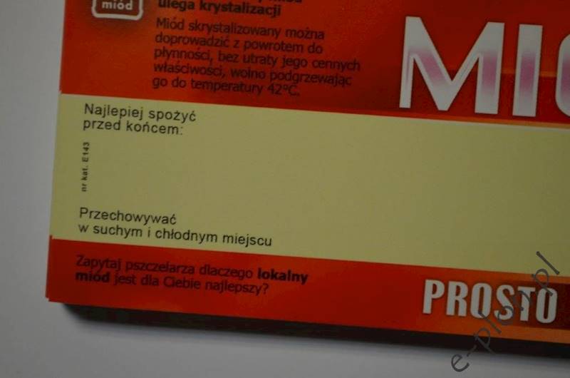 Etykieta samoprzylepna duża prosto z ula E143