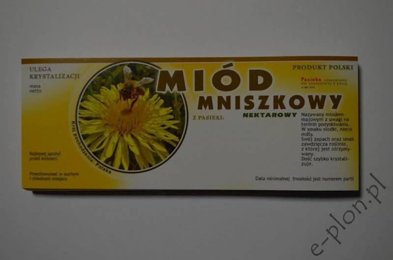 Etykieta samoprzylepna duża mniszkowy E111