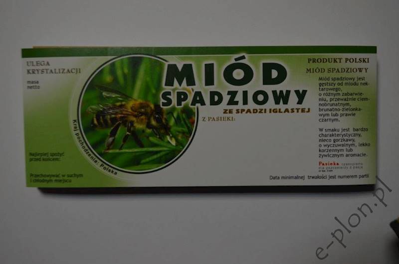 Etykieta samoprzylepna duża spadź iglasta E104