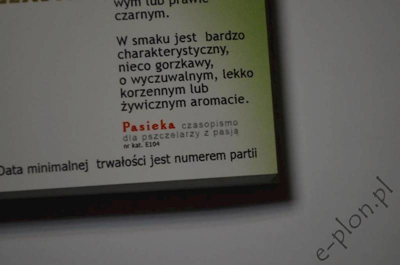Etykieta samoprzylepna duża spadź iglasta E122