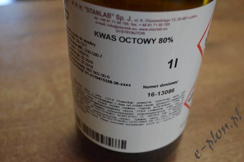 Kwas octowy  80%  1 litr