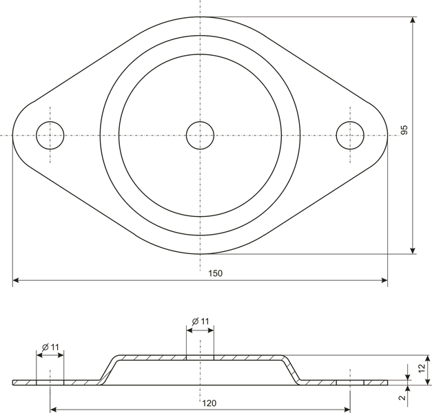 FP Podstawa pod wibroizolator walcowy W-40 i W-50
