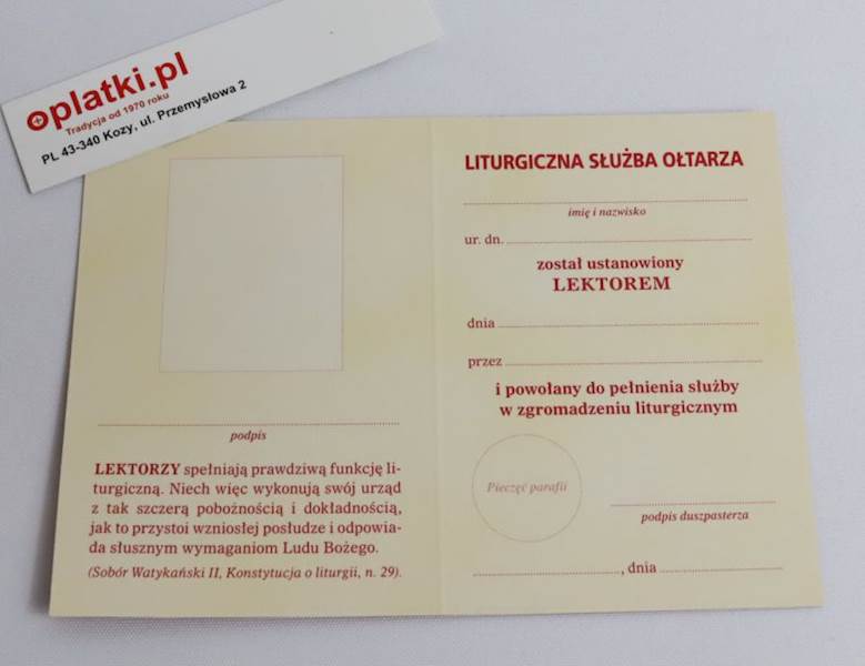 Legitymacja Lektora II op.(10) 34/15239