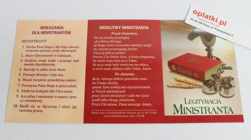 Legitymacja ministranta op.(10) 34/15238