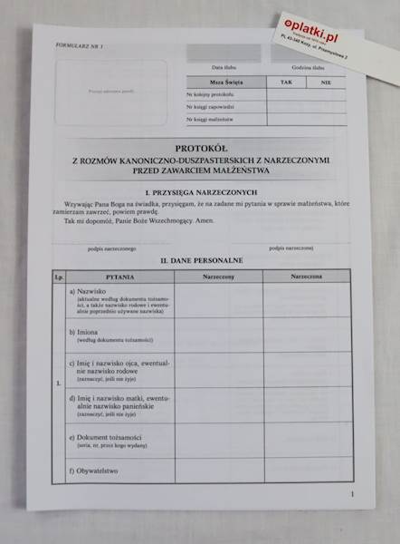 Protokół przedmałżeński 20/20052 op.10szt