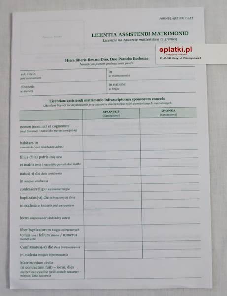 Licencja-Łacina licentia assistendi matri 20/14120