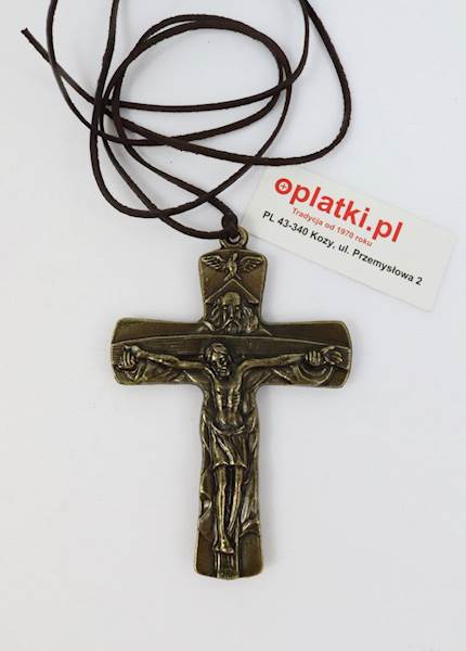 Krzyżyk metalowy + rzemyk nr 10 Bierzmowanie