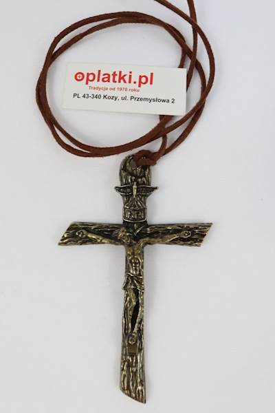 Krzyżyk metalowy + rzemyk nr 8 Bierzmowanie
