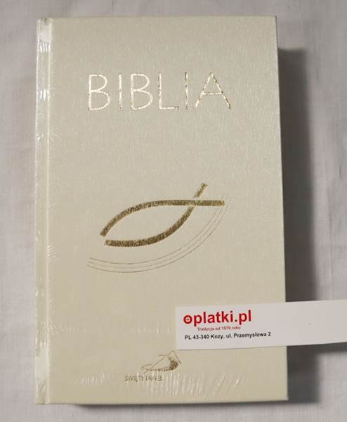 Biblia z rybką opr. biała
