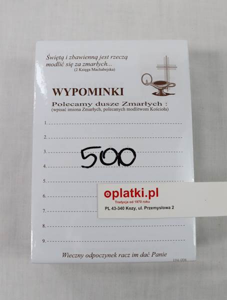 Wypominki - karta mała A6 op.500 szt