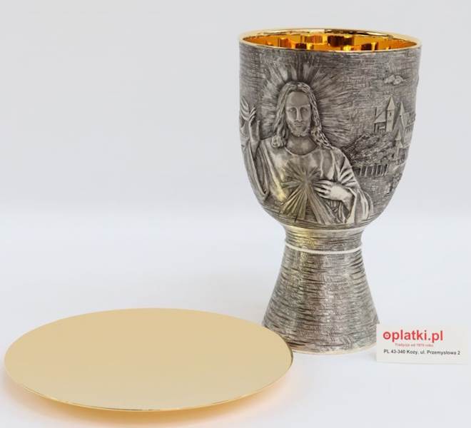Kielich srebrny N 147-02 + patena wys.20 cm.