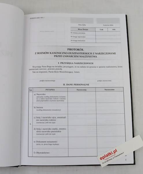 Księga protokołów przedmałżeńskich 06/20053