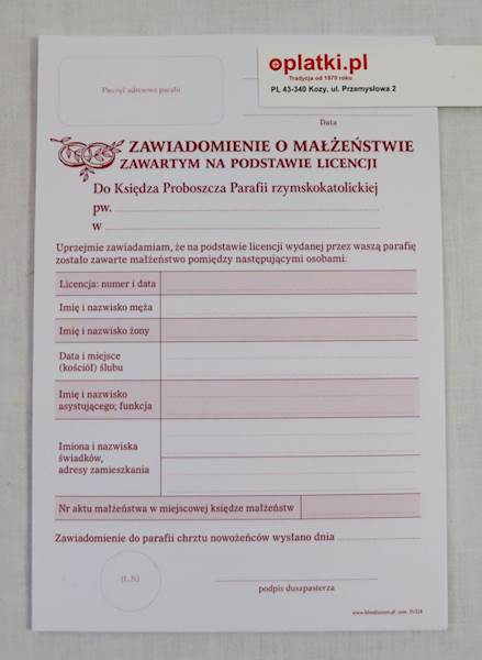 Zawiadomienie o małżeństwie 20/15328 op.25