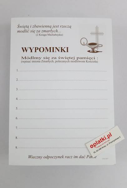 Wypominki - karta duża A5 op.500 szt