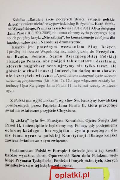 Ratujcie życie poczętych dzieci.... Wyprzedaż