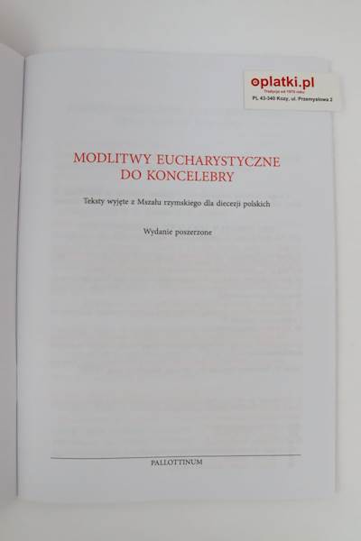 Modlitwy Eucharystyczne do Koncelebry PAL