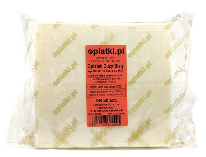 Opłatek wigil. Duży Biały 60 sztuk/kopa, folia