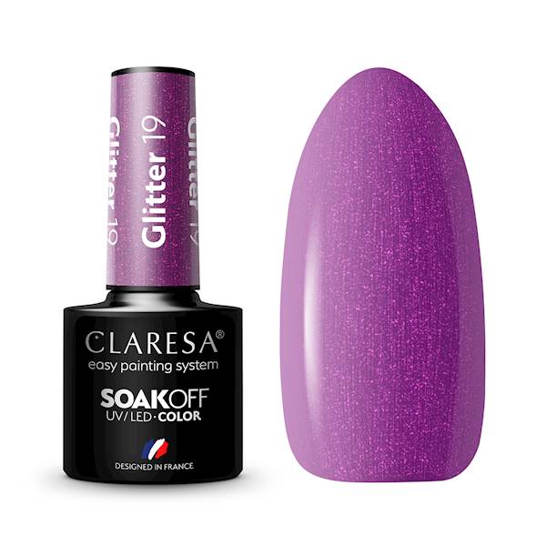 Claresa Lakier hybrydowy Glitter 19- 5ml 