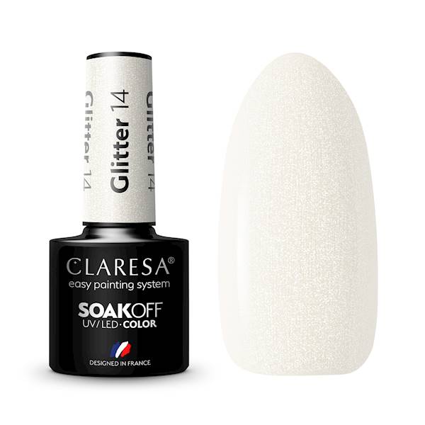 Claresa Lakier hybrydowy Glitter 14-5ml 