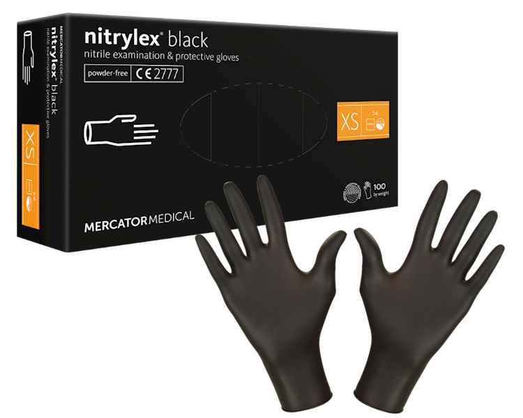 Rękawiczki Nitrylex czarne XS 100szt Mercator