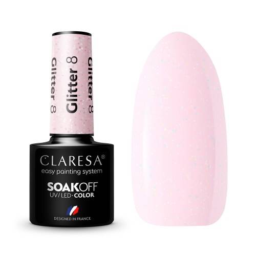 Claresa Lakier hybrydowy Glitter 8 5ml 