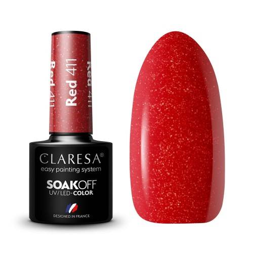 Claresa lakier hybrydowy RED 411- 5ml
