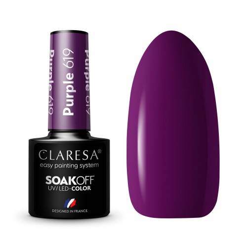 Claresa lakier hybrydowy PURPLE 619- 5ml
