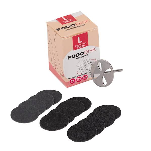 Dysk tarcza do pedicure Pododisk, zestaw trzpień dysk + nakładki tarcze wymienne L 25mm
