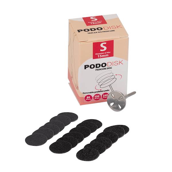 Dysk tarcza do pedicure Pododisk, zestaw trzpień dysk + nakładki tarcze wymienne S 15mm