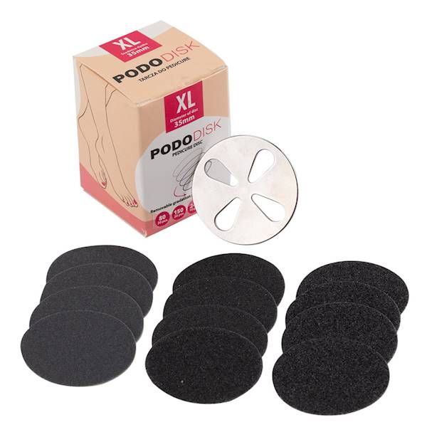 Dysk tarcza do pedicure Pododisk, zestaw trzpień dysk + nakładki tarcze wymienne XL 35mm