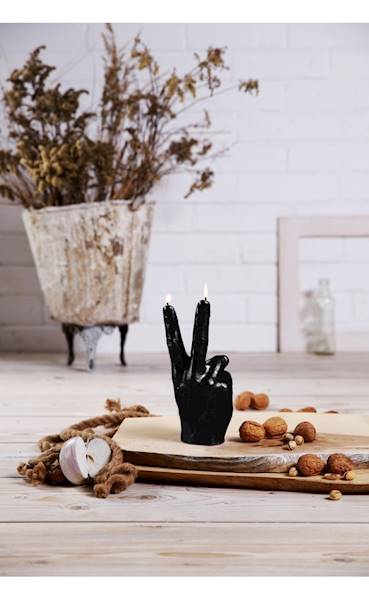 Świeca Candle Hand PEACE Black Metallic