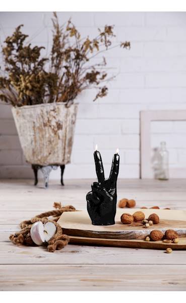 Świeca Candle Hand PEACE Black Metallic