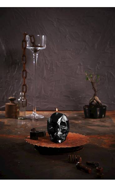 Świeca Candle Skull Black Metallic
