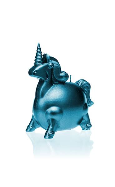 Świeca Candle Funny Unicorn Blue Metallic