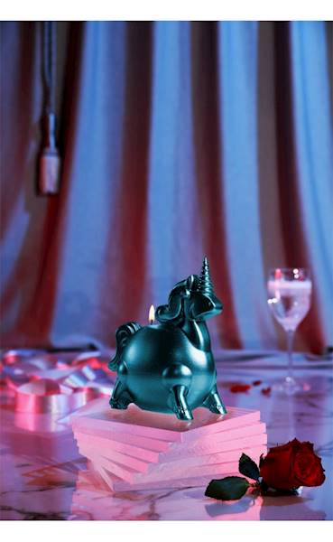 Świeca Candle Funny Unicorn Blue Metallic