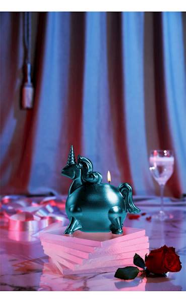 Świeca Candle Funny Unicorn Blue Metallic