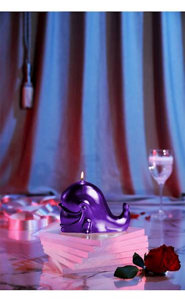 Świeca Candle Funny Whale Violet Metallic