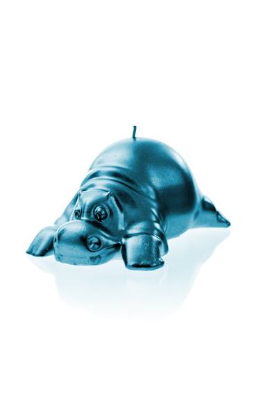 Świeca Candle Funny Hippo Blue Metallic