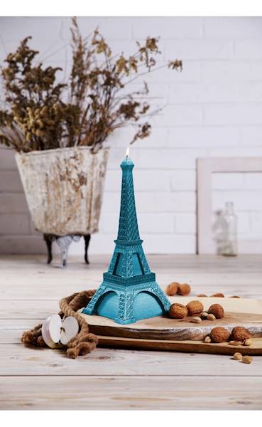 Świeca Candle Eiffel Tower Blue Metallic