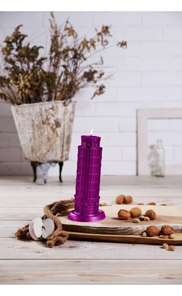 Świeca Candle Piza Tower Pink Metallic