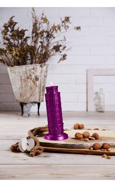 Świeca Candle Piza Tower Pink Metallic