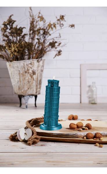 Świeca Candle Piza Tower Blue Metallic