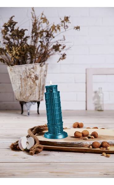 Świeca Candle Piza Tower Blue Metallic